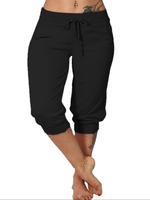 Women's Solid Color Capri Pants, Casual Comfy Fitted Pants for Summer, Fashion Women's Bottoms for Daily Wear, Womenswear, Tr...