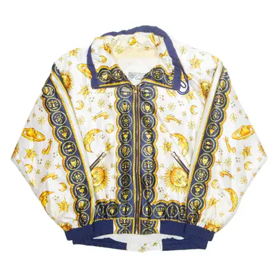 GALLERY Mens Track Jacket White Crazy Pattern L