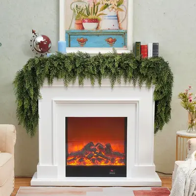 6 FT 2 Pcs Artificial Cedar Garlands, Real Touch Winter Cedar Garland, Green Artificial Greenery Pine Garland for Table, Mant...