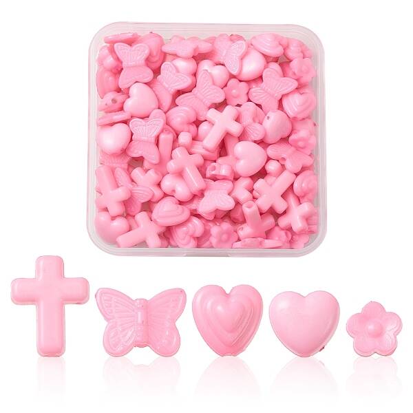 100Pcs 5 Style Opaque Acrylic Beads