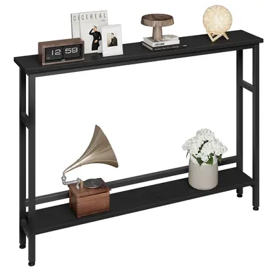 Garvee Slim Console Table 5.9 Narrow Sofa Table, 2 Tier Skinny Console Table with Adjustable Shelf, Slim Behind Couch Table ...