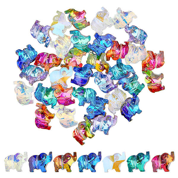35Pcs 7 Colors Transparent Glass Beads