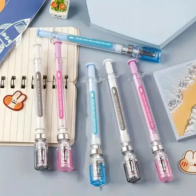 0.5mm Syringe Design Gel Pen (7 Counts/set), Mixed Color Writing Pen, Fun and Practical Gift for Students