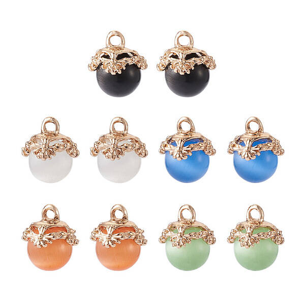 10pcs 5 colors Cat Eye Glass Charms