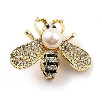 Bee Alloy Brooch with Resin Pearl