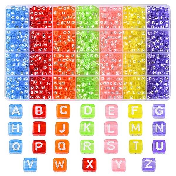 1190Pcs 7 Colors Transparent Acrylic Beads