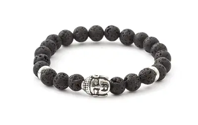 Agato MINK120 Lava Stone Bead Bracelet - Length: 19cm