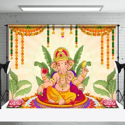 Religious Culture Hinduism Worship Ganesha Backdrop