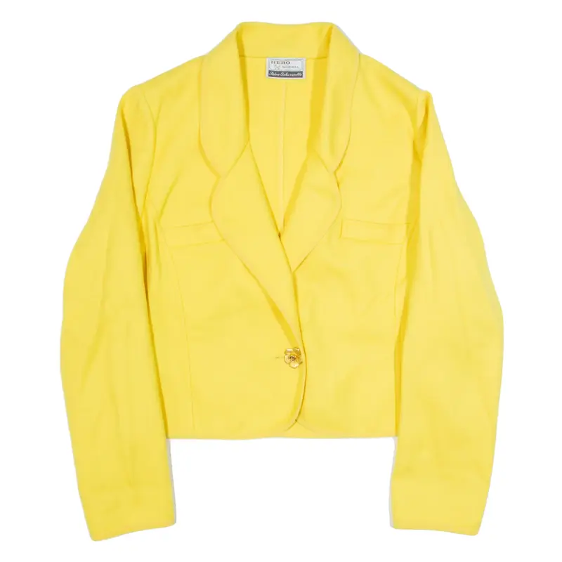 HERO MODELL Womens Blazer Jacket Yellow Wool 90s S