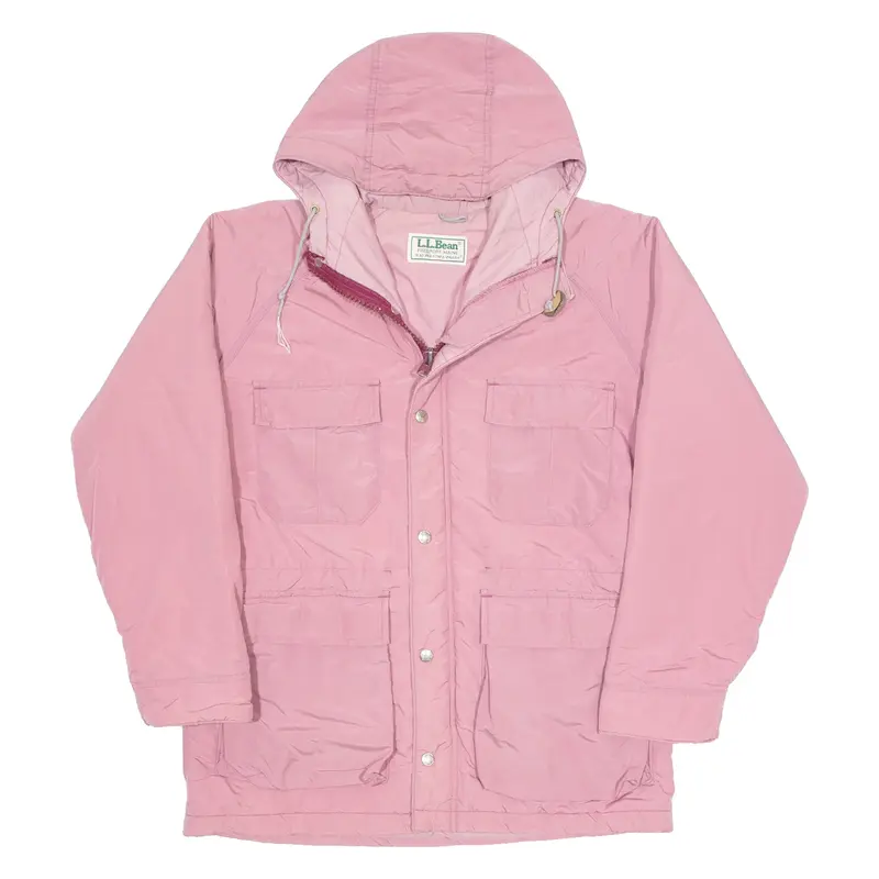 LL BEAN Womens Chore Jacket Pink 90s Hooded M
