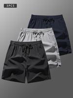 Men's Solid Drawstring Waist Beach Shorts, Casual Regular Fit Pocket Shorts for Summer, Men's Bottoms for Daily Wear, Mens Sh...