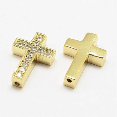 Brass Micro Pave Grade AAA Cubic Zirconia Beads