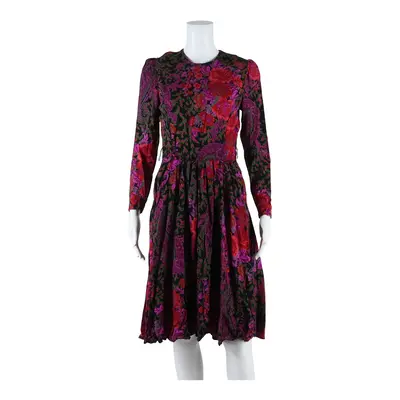 DAMON PETITE Womens A-Line Dress Purple Floral Long Sleeve Knee Length UK 10