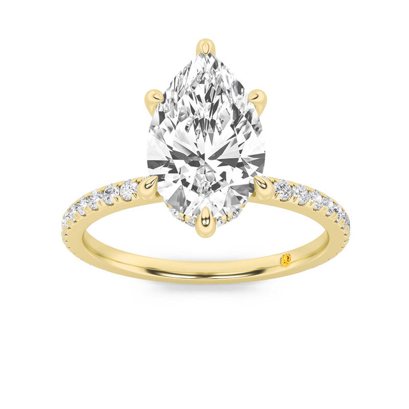 Florence Hidden Halo Pear Shape Lab Grown Diamond Engagement Ring | 18K Yellow Gold 3 3/4 CT. TW.