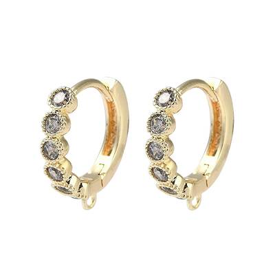 Brass Micro Pave Cubic Zirconia Hoop Earrings Findings