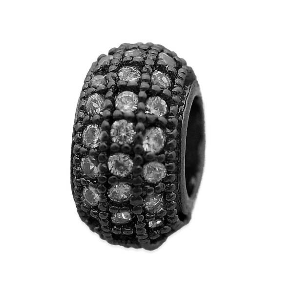 Brass Micro Pave Clear Cubic Zirconia Spacer Beads