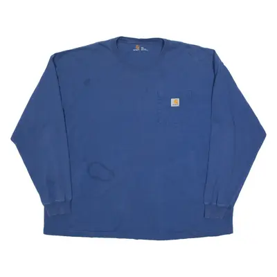 CARHARTT Mens T-Shirt Blue Long Sleeve Crew Neck 2XL
