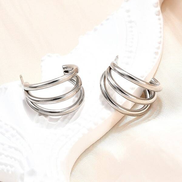 Non-Tarnish 304 Stainless Steel C-shape Stud Earrings