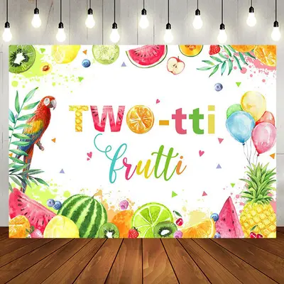 Colorful Twotti Frutti Parrot 2nd Birthday Backdrop - Aperturee