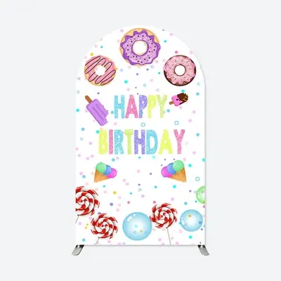 Aperturee Colorful Dounts Ice Cream Birthday Arch Backdrop | Chiara Wall Backdrop Diy | Diy Chiara Backdrop Cover | Round Arc...