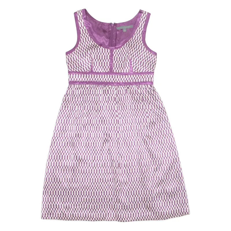 PROENZA SCHOULER Fit & Flare Dress Purple Spotted Silk Satin Sleeveless Knee Length Womens UK 10