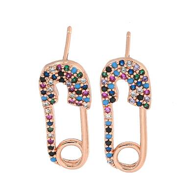 Rack Plating Brass Micro Pave Clear Cubic Zirconia Stud Earring