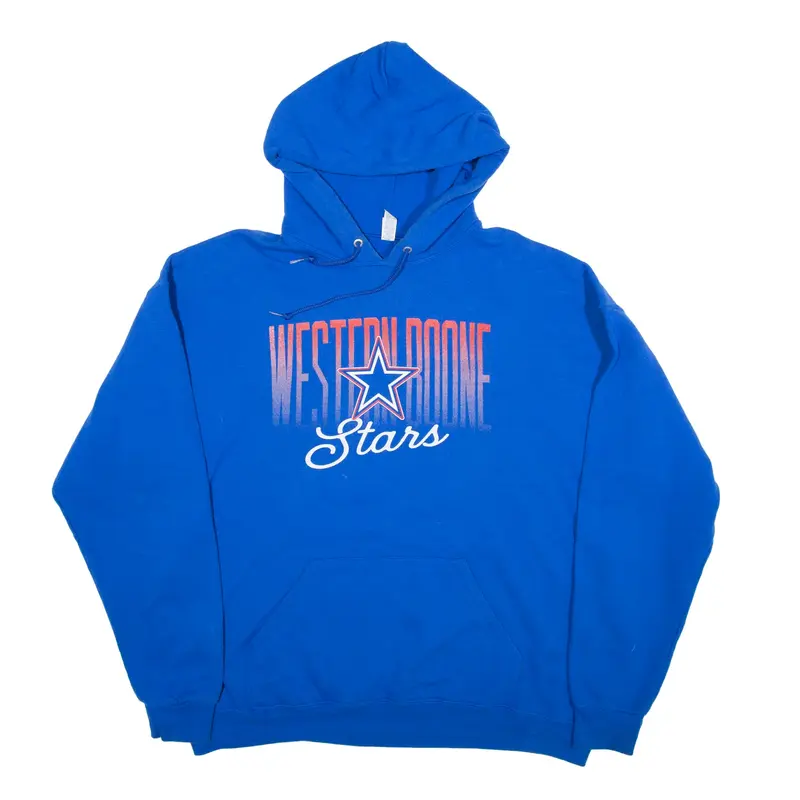 JERZEES Western Boone Stars USA Hoodie Blue Pullover Womens XL