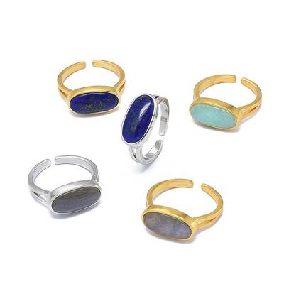 Adjustable Natural Gemstone Finger Rings