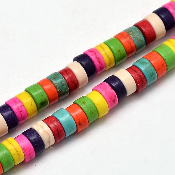 Flat Round/Disc Synthetic Turquoise Heishi Beads Strands