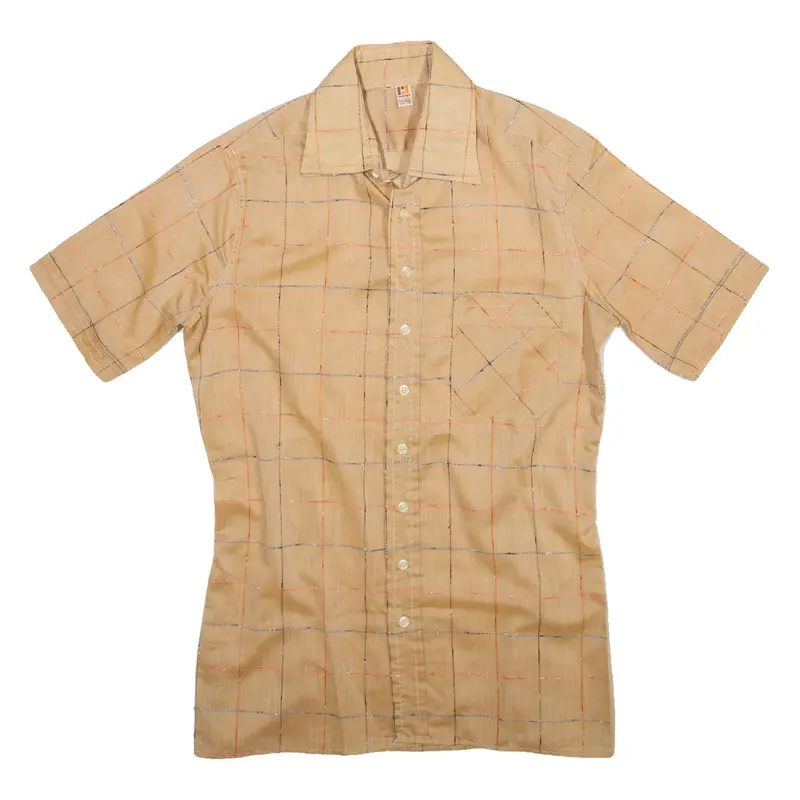 RODRIGO Mens Shirt Orange Gingham S