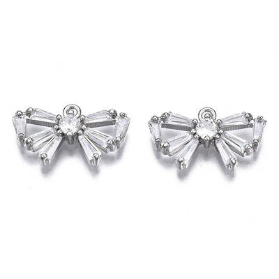 Brass Inlaid Clear Cubic Zirconia Charms