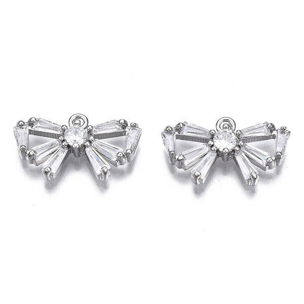 Brass Inlaid Clear Cubic Zirconia Charms