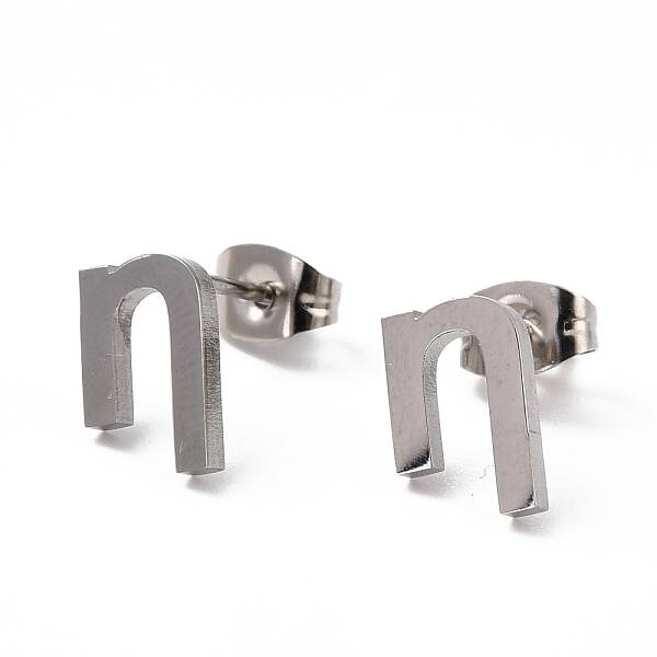Tarnish Resistant 304 Stainless Steel Greek Alphabet Stud Earrings