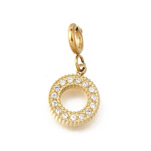 Ring 304 Stainless Steel Rhinestone Pendant Decorations