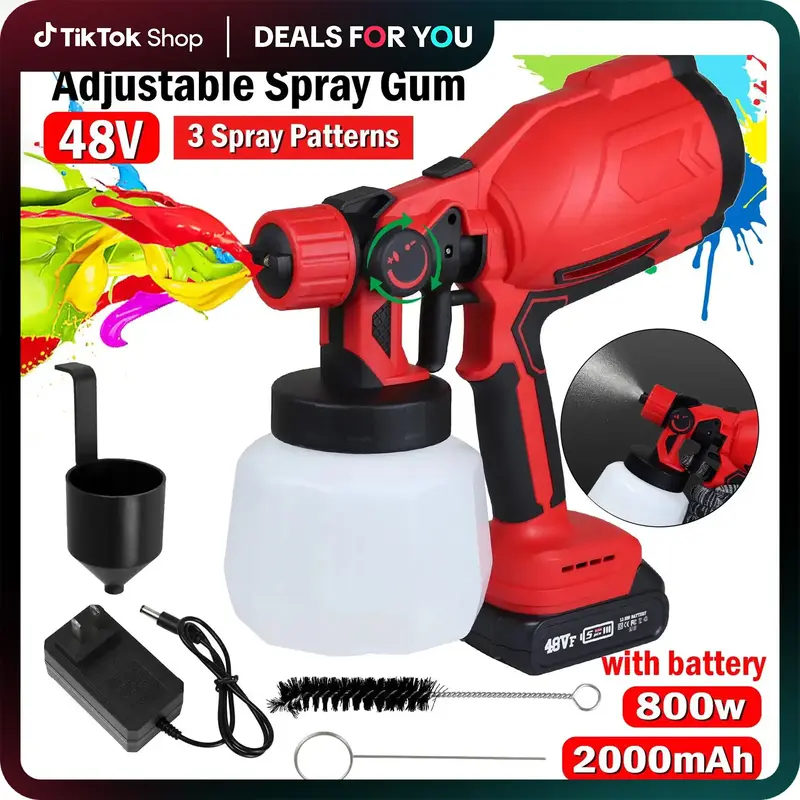800W Electric Paint Sprayer, 1400ML HVLP Spray Paint Gun, Outdoorfun