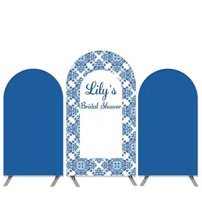Aperturee Boho Floral Pattern Theme Blue Bridal Shower Arch Backdrop Kit | Round Arch Backdrop Cover | Arch Backdrop Diy | Ci...