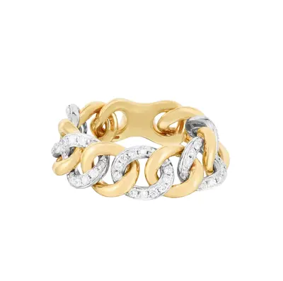 10K Two-Tone Gold 0.6 CT.T.W. Diamond Chain Ring D Color VVS Clarity
