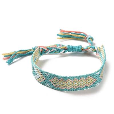 Polyester-cotton Braided Rhombus Pattern Cord Bracelet