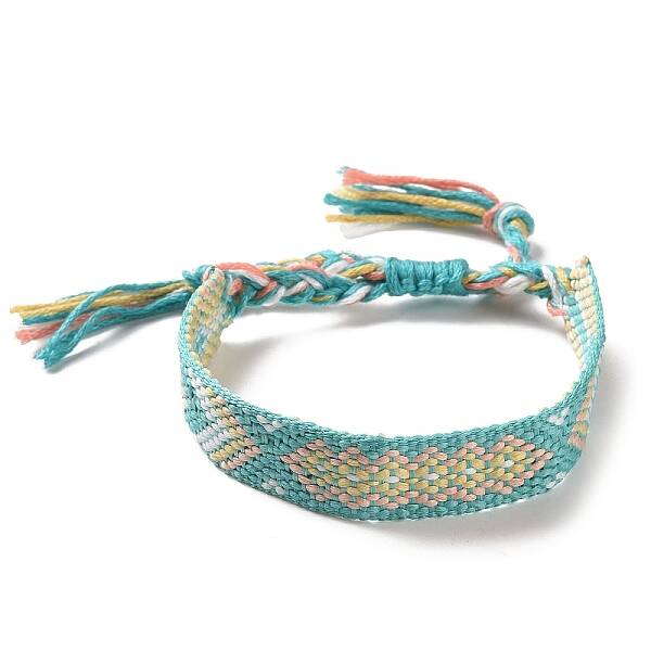 Polyester-cotton Braided Rhombus Pattern Cord Bracelet