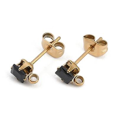 Ion Plating(IP) 304 Stainless Steel Cubic Zirconia Stud Earring Findings