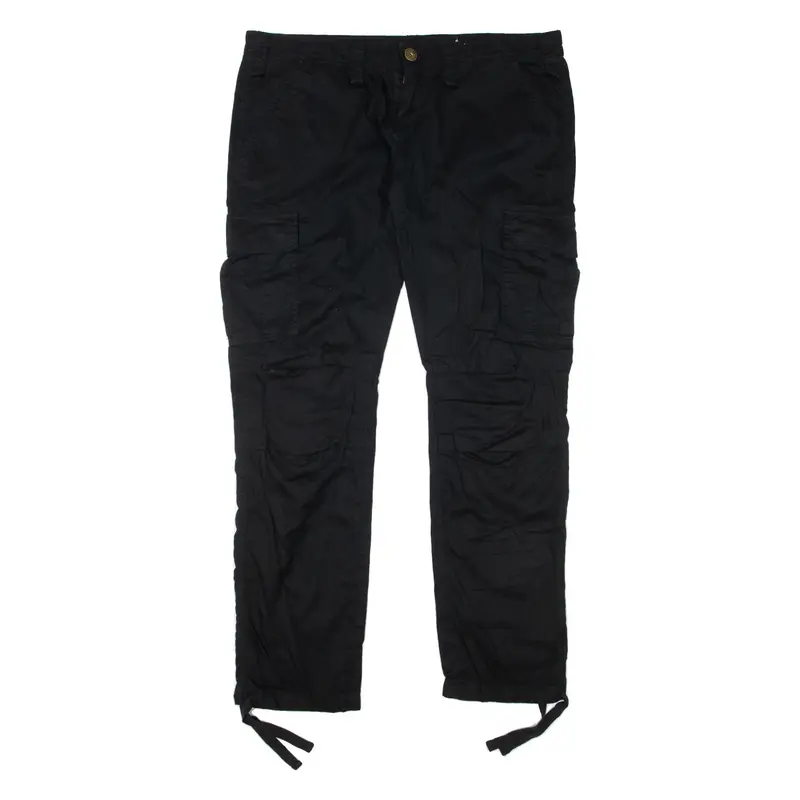 ARMY TEX Corry Cargo Trousers Black Slim Straight Womens W35 L29