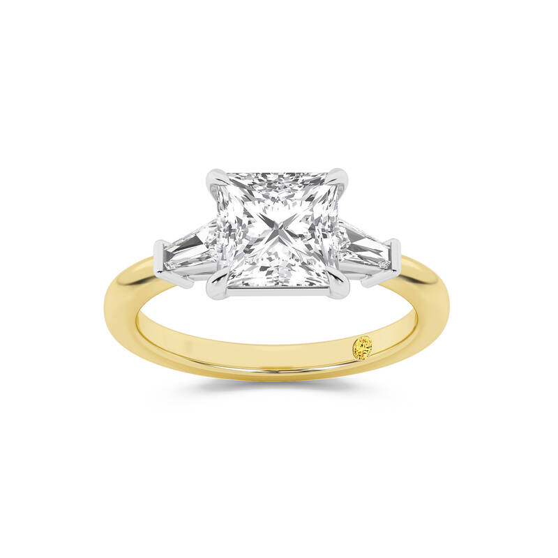 Valentina Tapered Baguette Lab Grown Three Stone Princess Cut Diamond Engagement Ring |10K Yellow Gold 2 1/3 CT. TW.