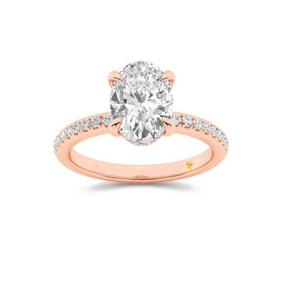 Aurelia Three Quarter Coverage Hidden Halo Oval Lab Grown Diamond Engagement Ring | 14K Rose Gold 3 5/8 CT. TW.