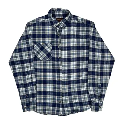 Checked Lincoln Outfitters Tall Flannel Shirt - Large Blue Cotton