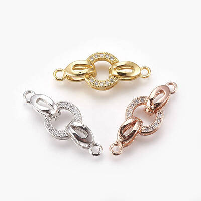 Brass Micro Pave Cubic Zirconia Fold Over Clasps