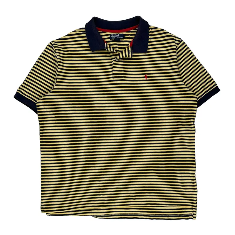 Ralph Lauren Striped Polo Shirt - 2XL Navy Cotton
