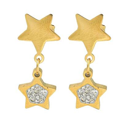 Ion Plating(IP) 304 Stainless Steel Star Dangle Stud Earrings
