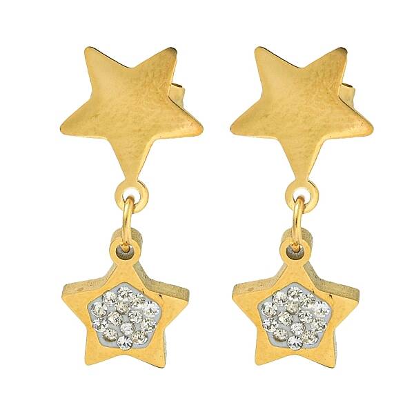 Ion Plating(IP) 304 Stainless Steel Star Dangle Stud Earrings