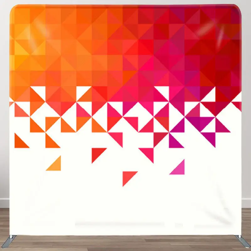 Aperturee Orange Purple Gradient Tangram White Party Backdrop - Aperturee