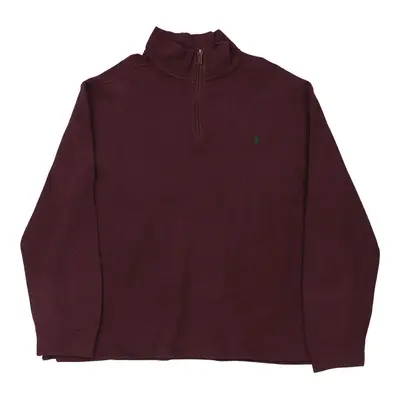 Ralph Lauren 1/4 Zip - 2XL Burgundy Cotton